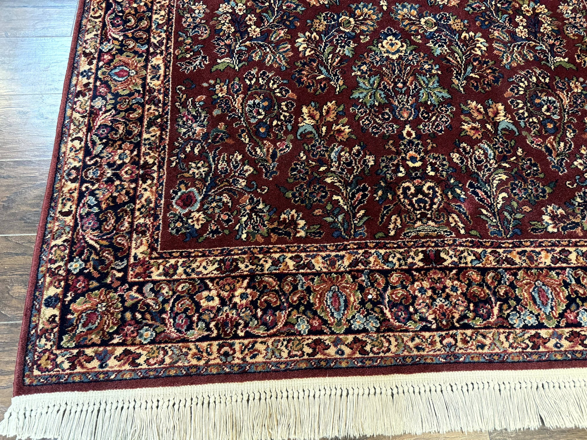 5.9 x 9 Karastan Rug Red Sarouk Rug #785, 100% Wile Pile Carpet, Original 700 Series, Vintage by Jewel Rugs