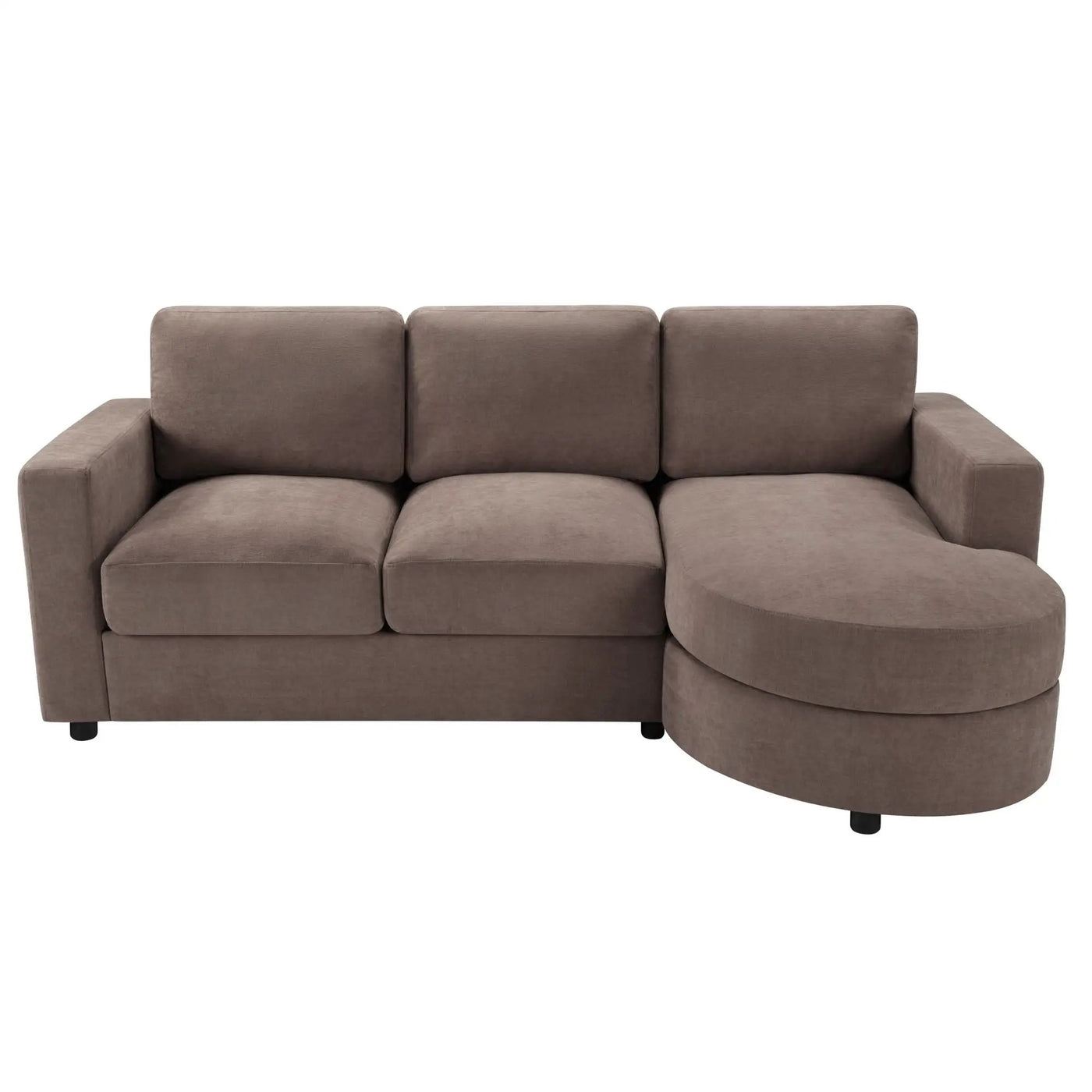 Modern L-Shaped Sectional Sofa With Curved Chaise, USB Ports, And Side Storage Pockets by HouseOfZazla