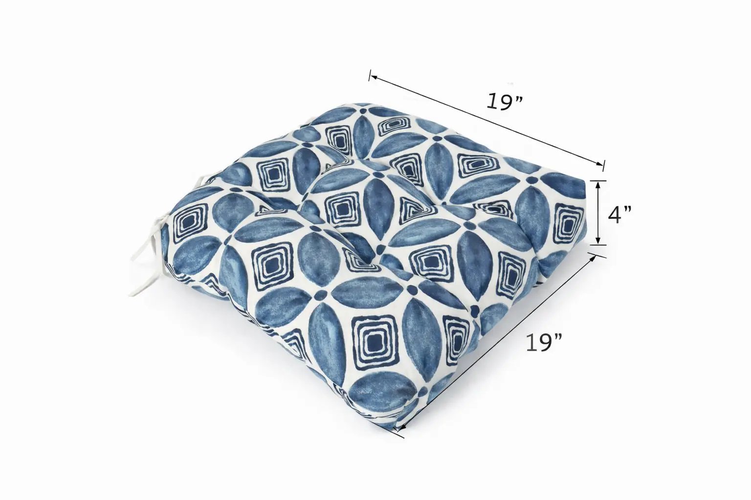 Outdoor Chair Cushions Set of 2, 19 x 19 x 4 Inch Tufted Seat Cushions by HouseOfZazla