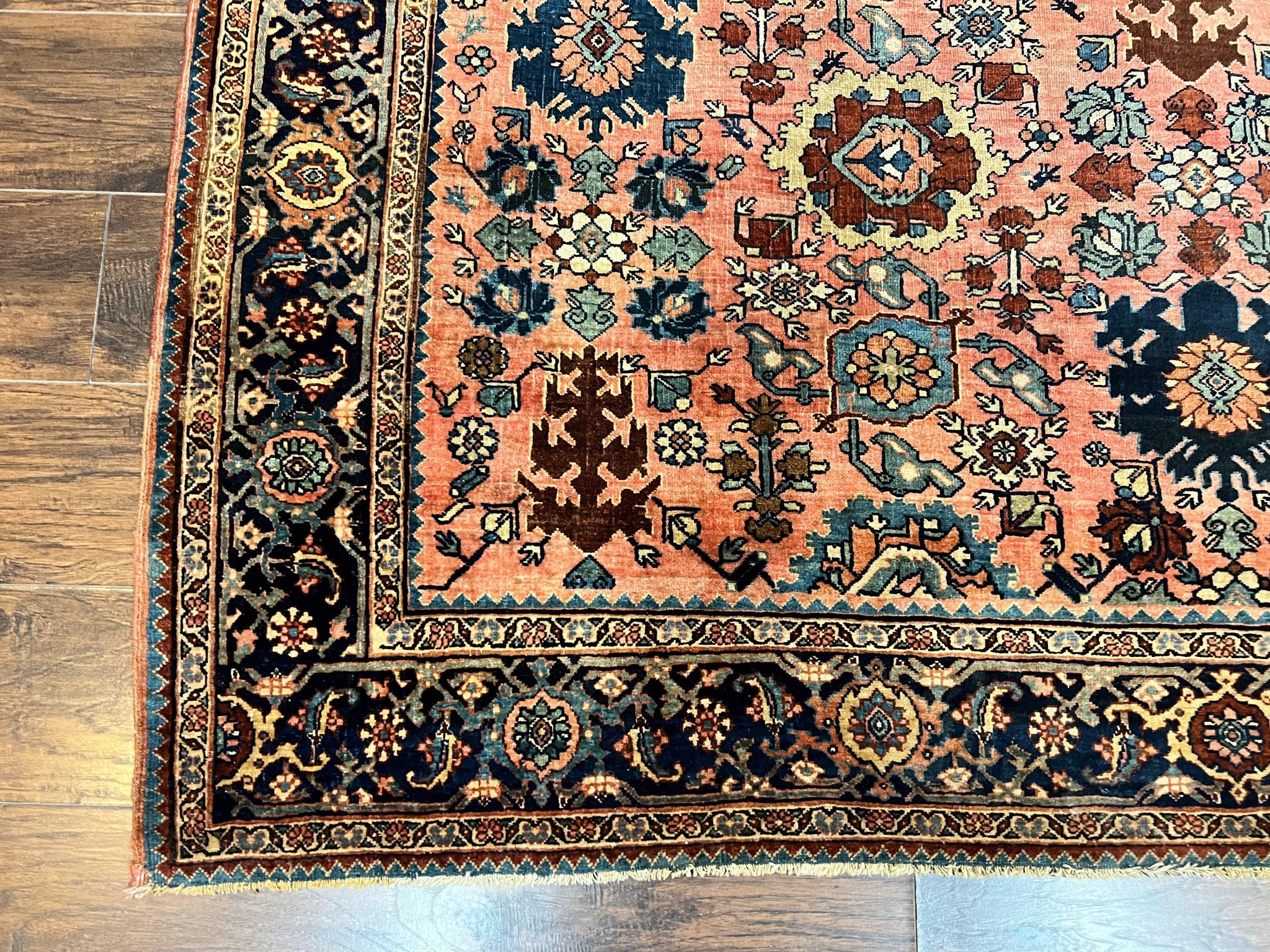 Rare Persian Sarouk Farahan Rug 9x15 – Antique Wool Carpet, Signed By Master Weaver by Jewel Rugs