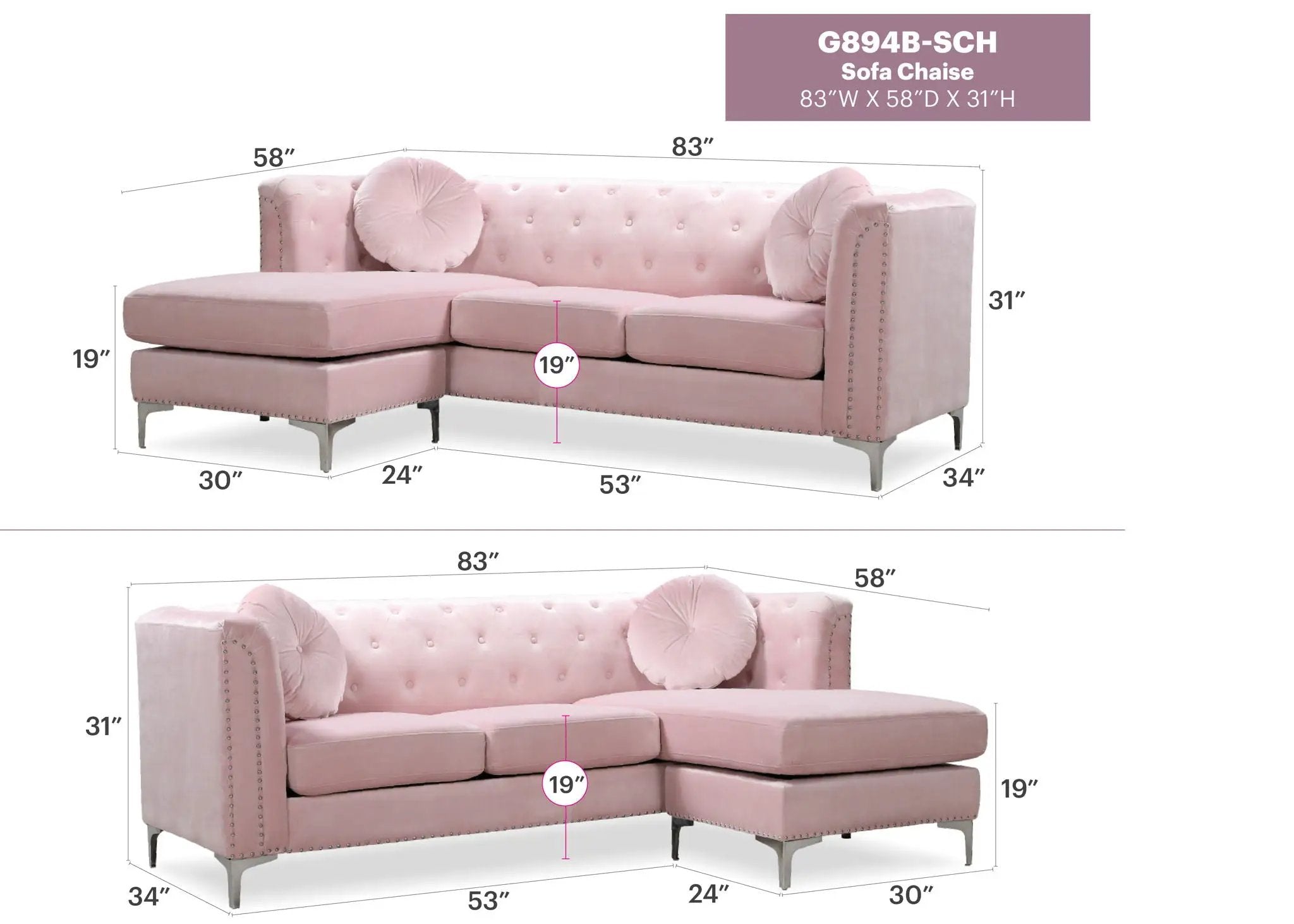 Pompano - Micro Suede Sofa Chaise by Unique Piece Furniture