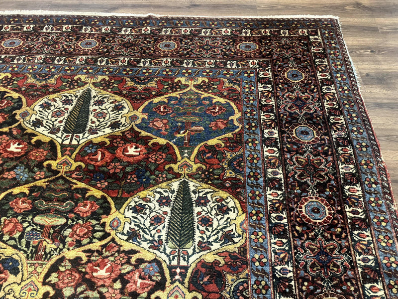 Antique Persian Bakhtiari Rug 12x19, Palace Size Wool Handmade Persian Carpet, Oversized Rug, Panel Design, Peacocks, Multicolor, Rare by Jewel Rugs