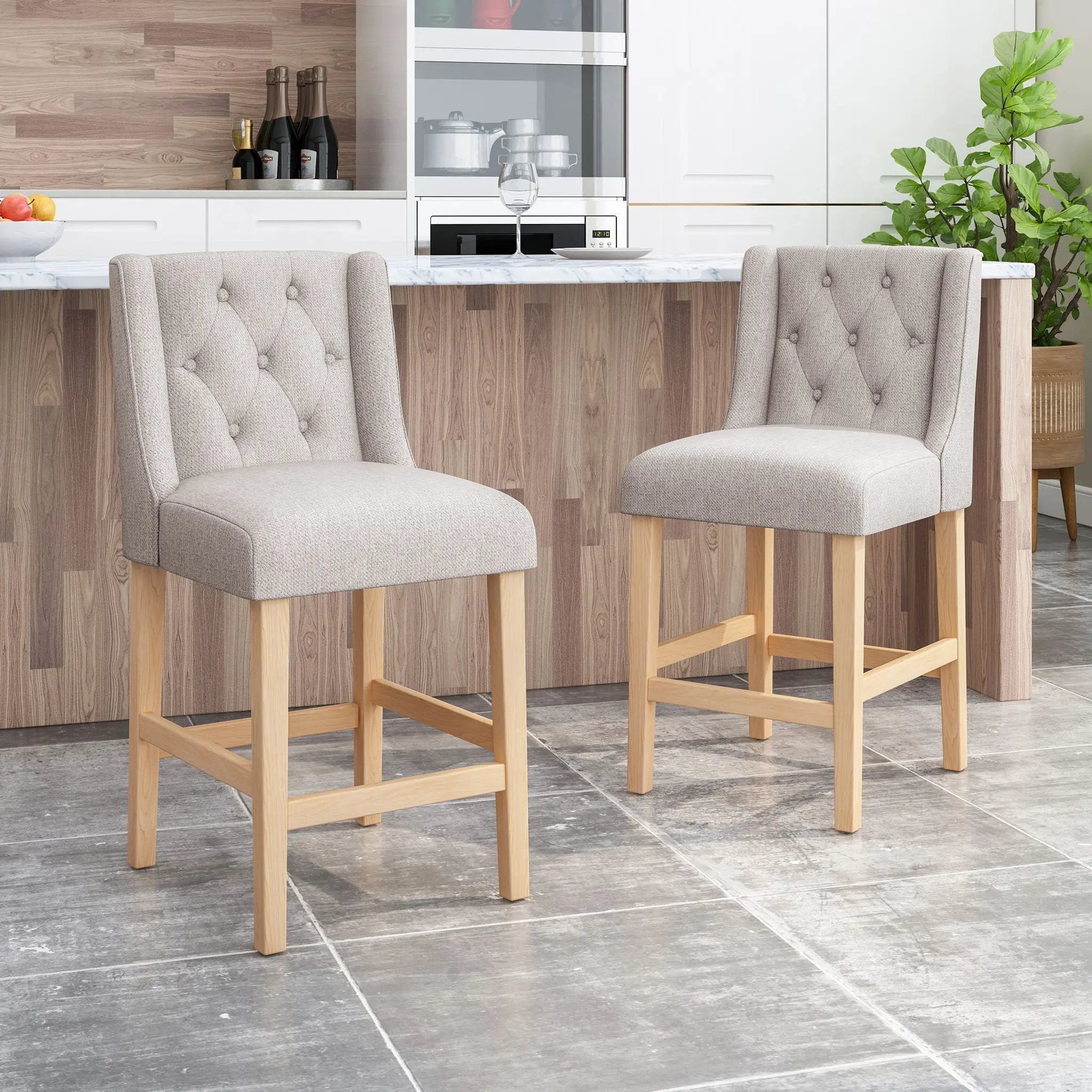 Vienna Contemporary Fabric Tufted & Wingback Counter Stools (Set of 2) by HouseOfZazla