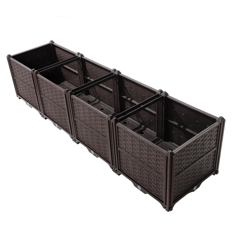 Indoor / Outdoor Rectangular Plastic Planting Box Kit For Vegetables, Herbs, Flowers & Succulents, Coffee, Polypropylene, 62.80" - Coffee by Unique Piece Furniture