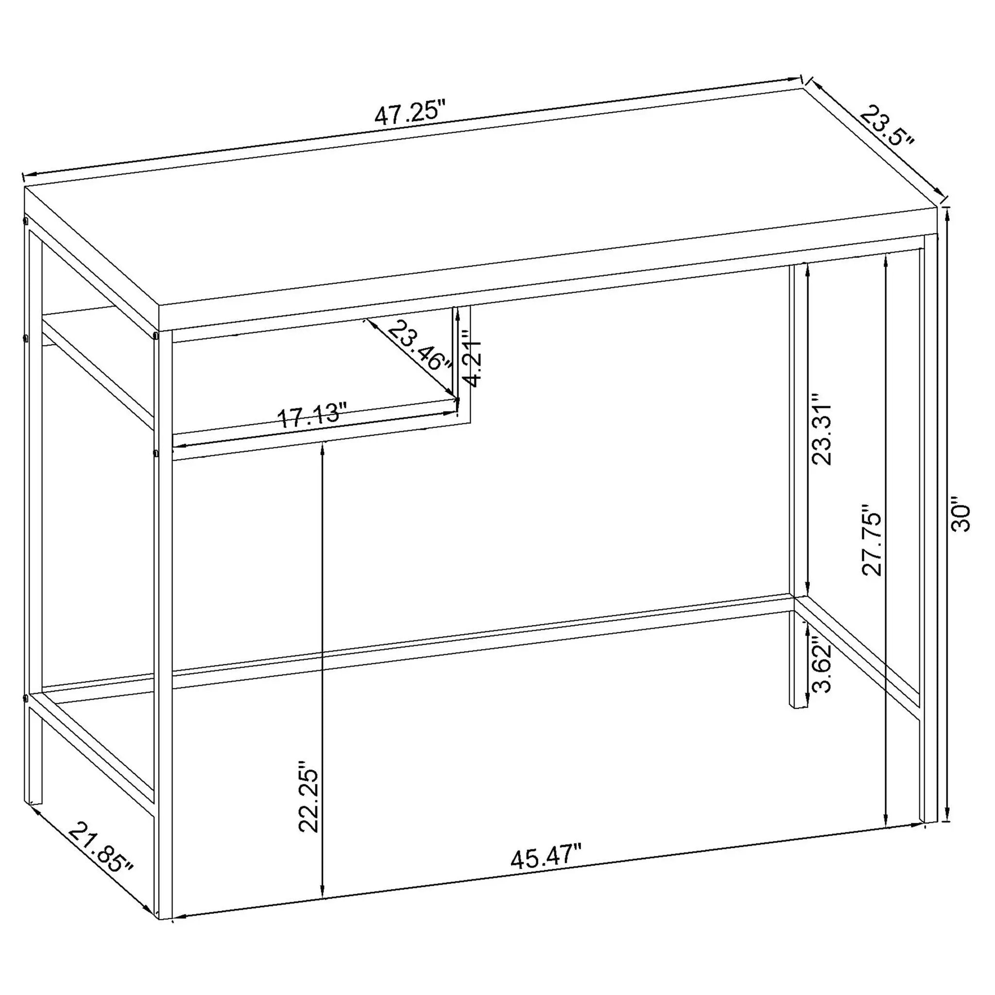 Rectangular Writing Desk, Compact Size For Home Office - Gray by HouseOfZazla