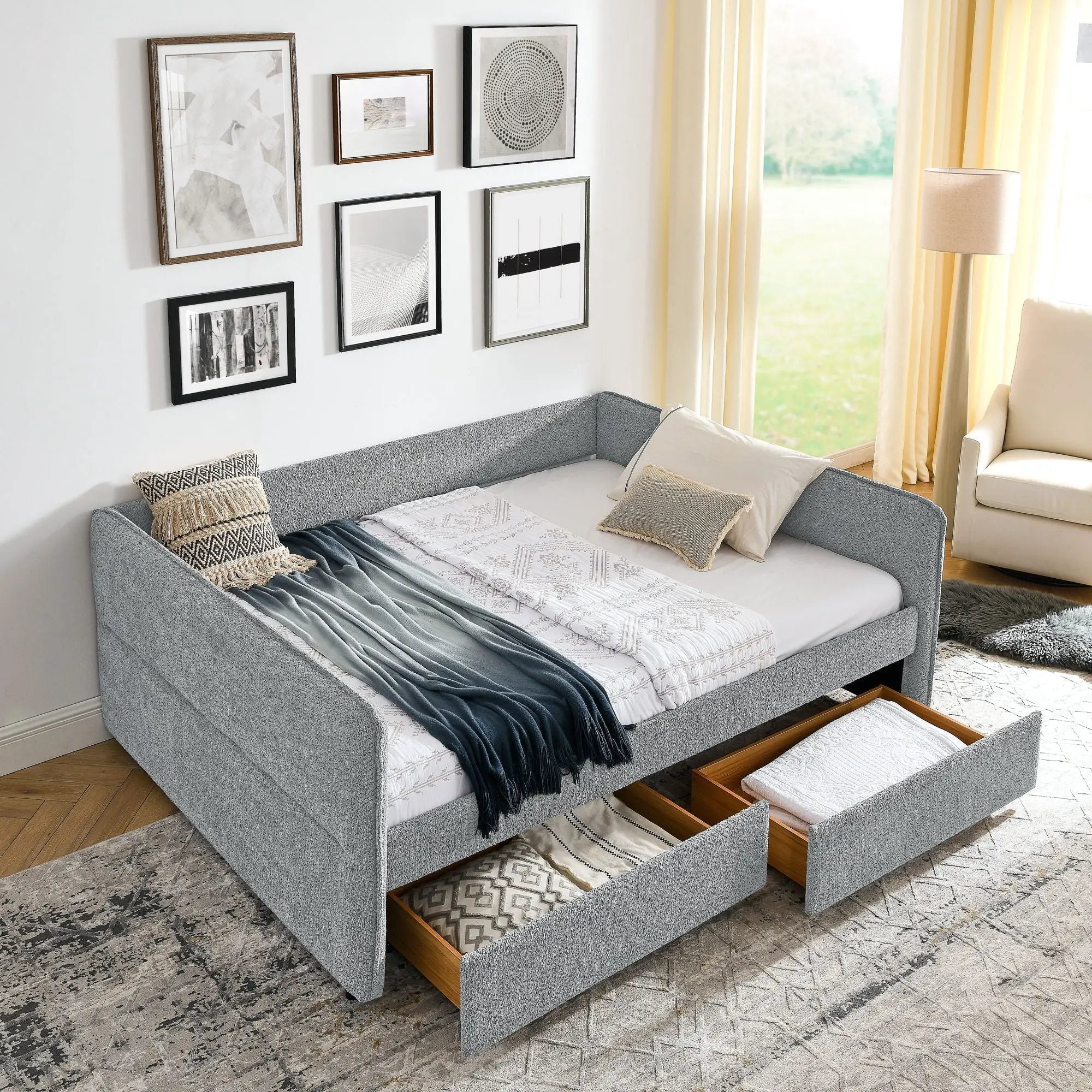 Upholstered Daybed & 2 Drawers by Unique Piece Furniture