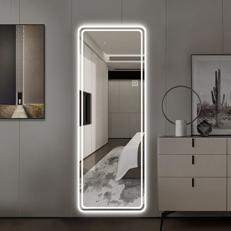 Frameless Full Length Floor Mirror With LED Light, Dimming & 3 Color Modes Mirror - Silver by HouseOfZazla