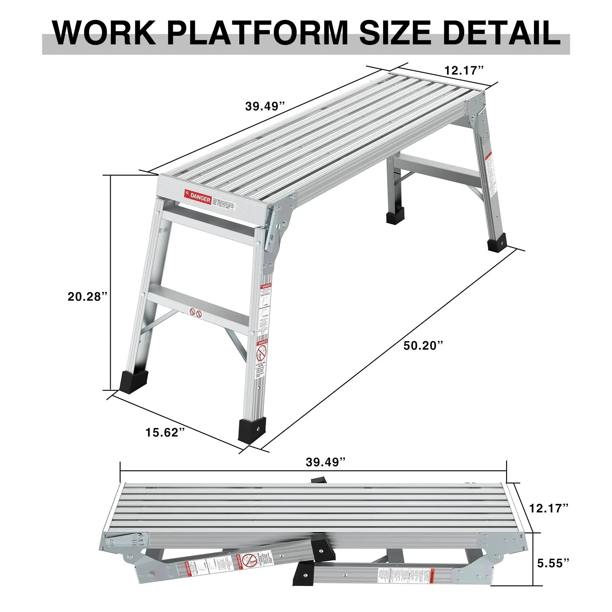 Work Platform Aluminum Portable Bench Folding Ladder by HouseOfZazla