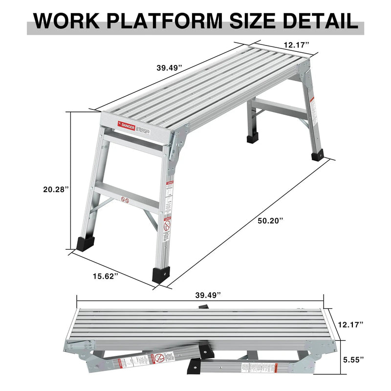 Work Platform Aluminum Portable Bench Folding Ladder by HouseOfZazla