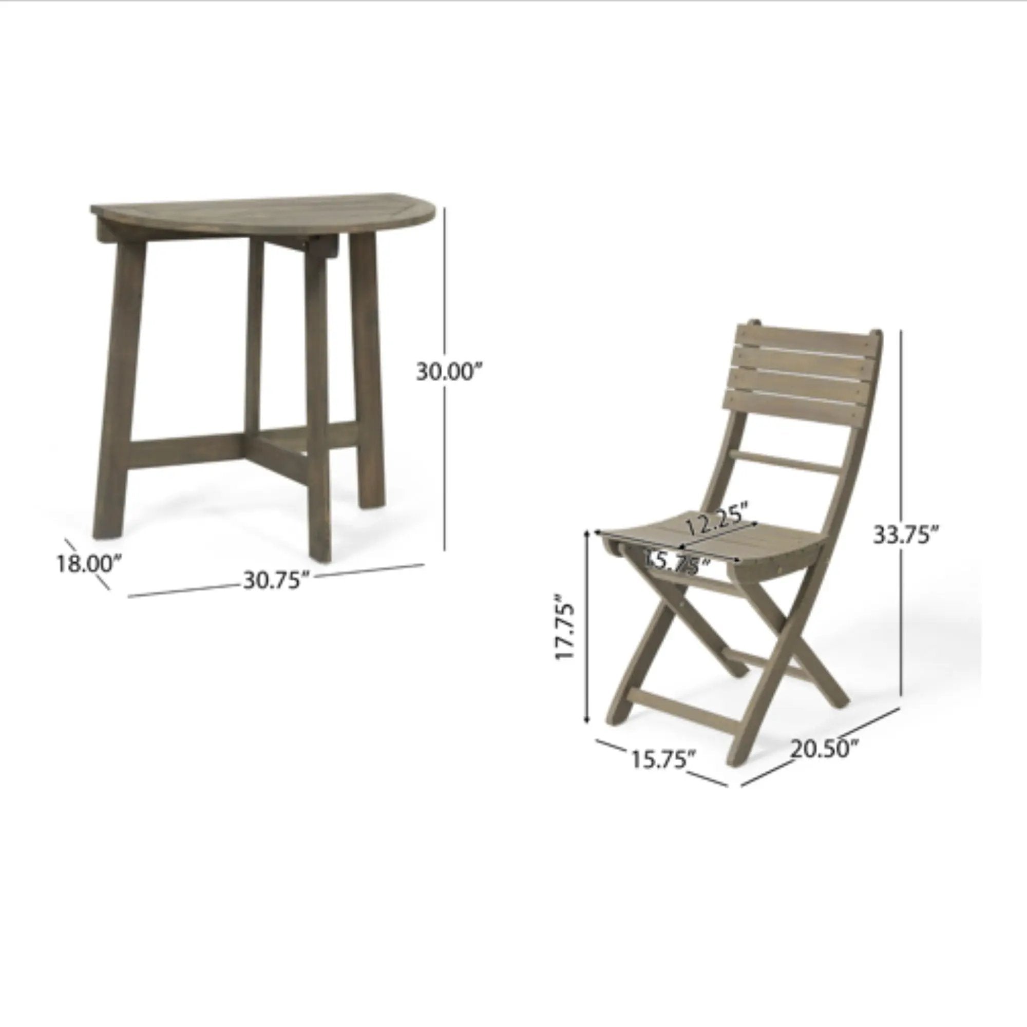 Outdoor 3 Piece Half Round Folding Bistro Set by HouseOfZazla