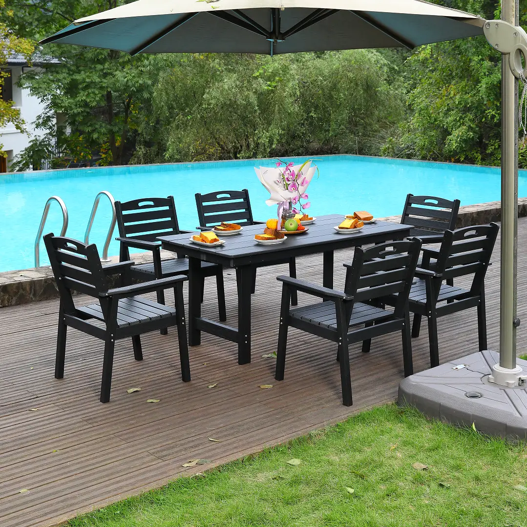 HDPE Outdoor Patio Dining Set with 6 Chairs by HouseOfZazla