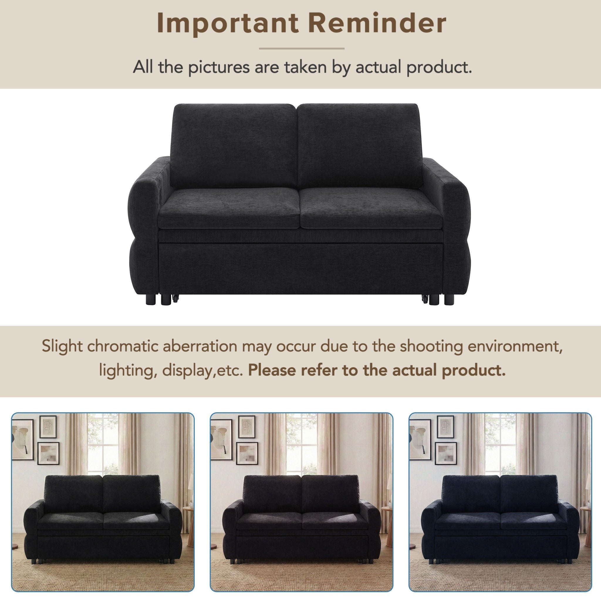 Convertible Sofa Bed Loveseat With Adjustable Backrest And USB Ports by HouseOfZazla