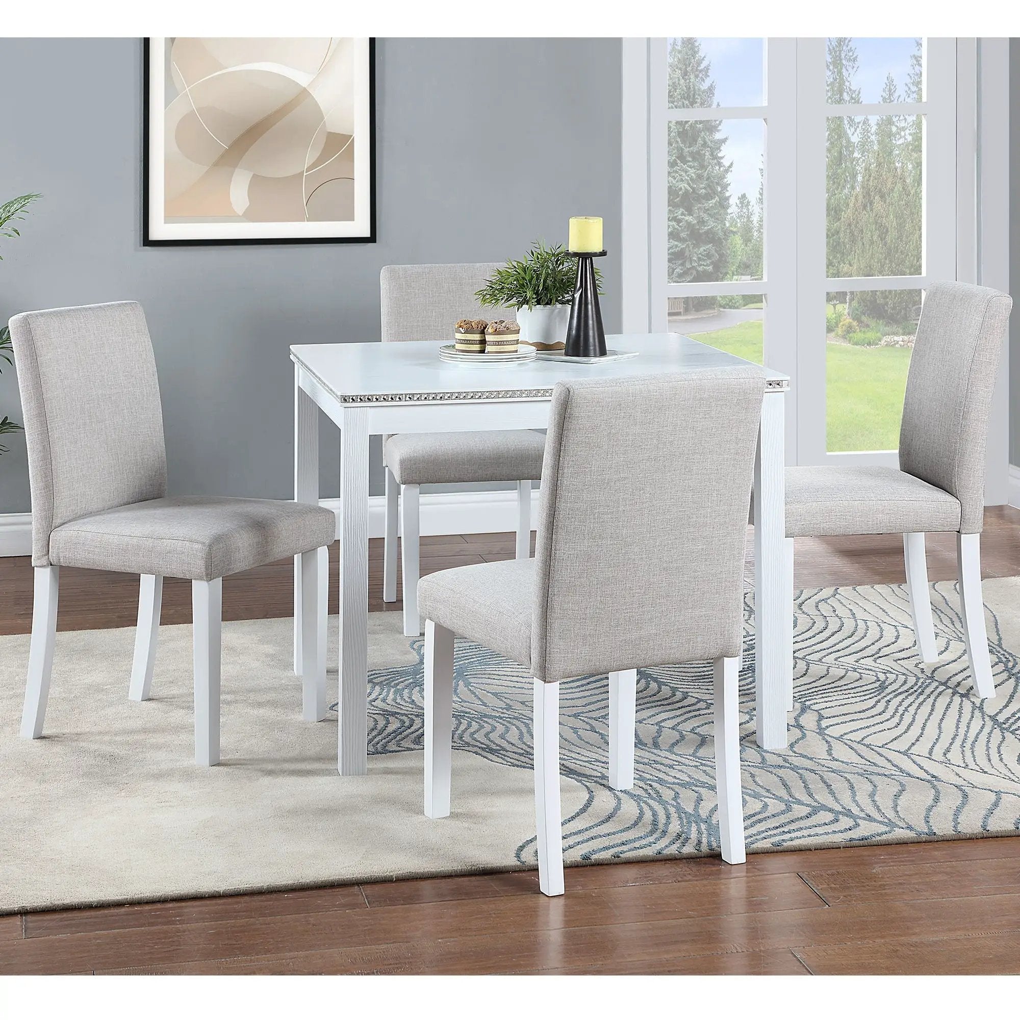 Dining Table Set With Crystal Decoration And Upholstered Chairs by HouseOfZazla