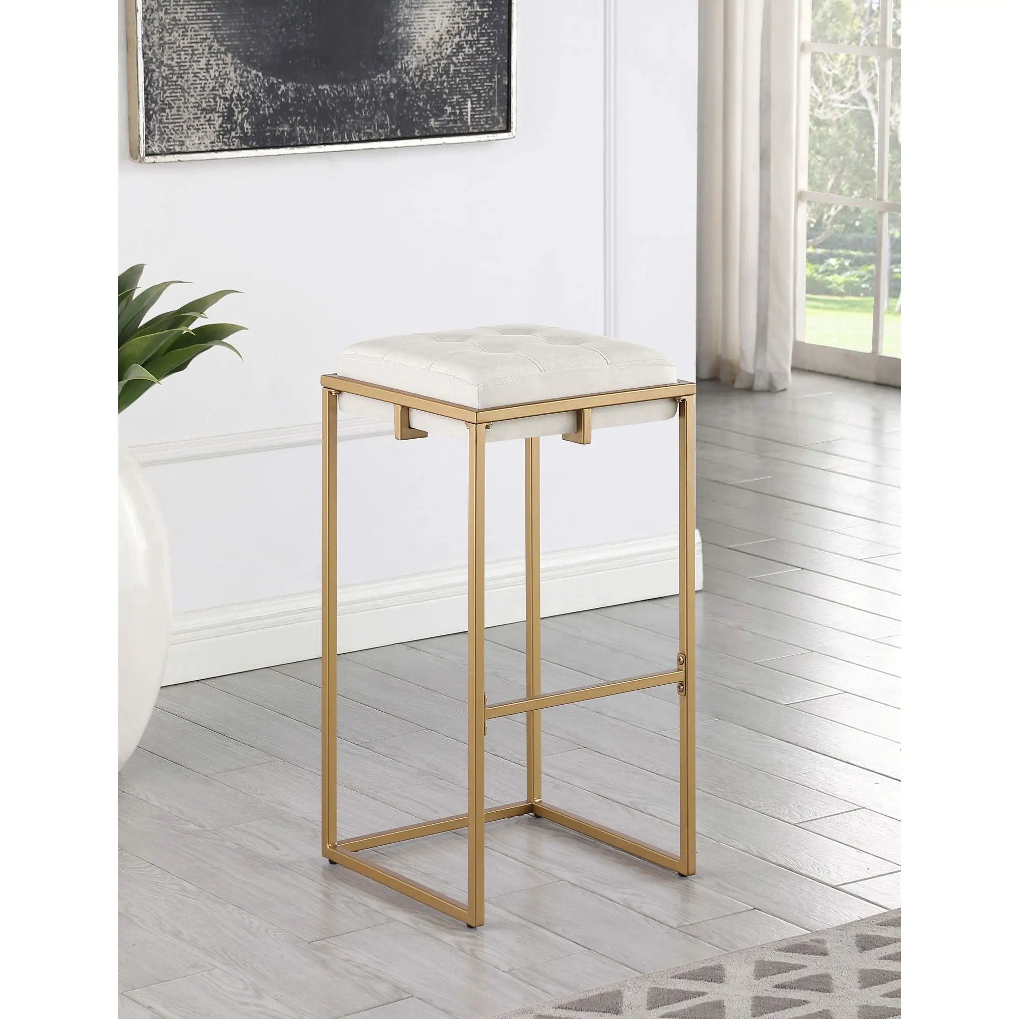 Soccoro - Square Tufted Cushion Stools (Set of 2) - Beige