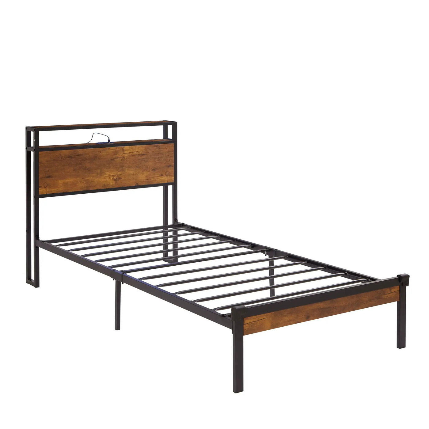 Platform Bed Frame With Wooden Headboard And Footboard, USB Liner by Unique Piece Furniture