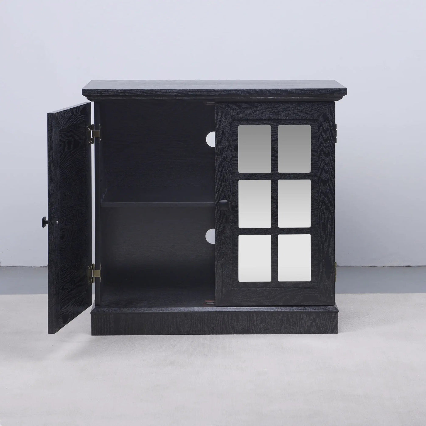 Sideboard Cabinet With Mirrored Doors, Adjustable Shelf, Metal Handles by HouseOfZazla