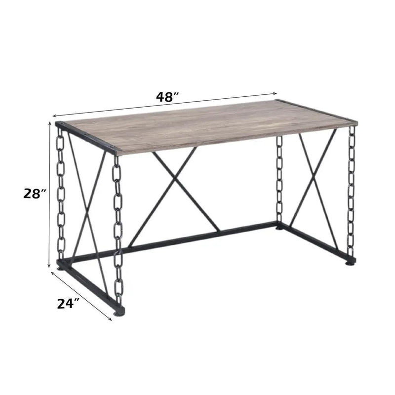 Jodie - Writing Desk (Same Ac00905) - Rustic Oak & Antique Black by Unique Piece Furniture