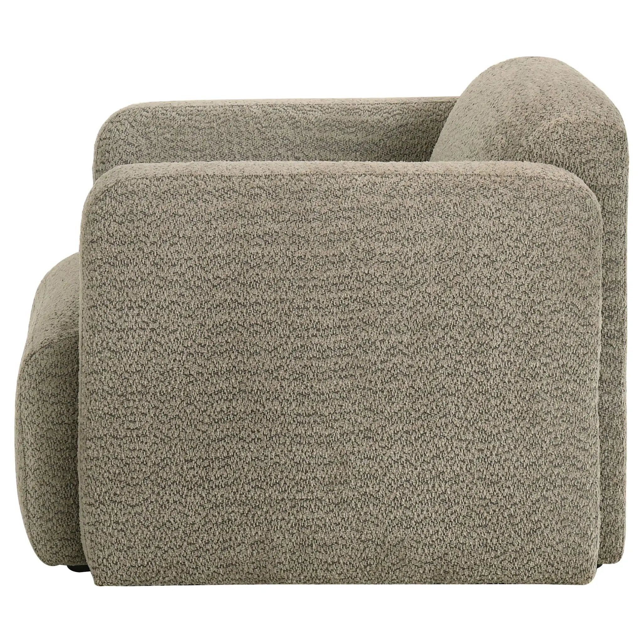Dorset Fabric Upholstered Round Track Arm Accent Chair Brown by Unique Piece Furniture