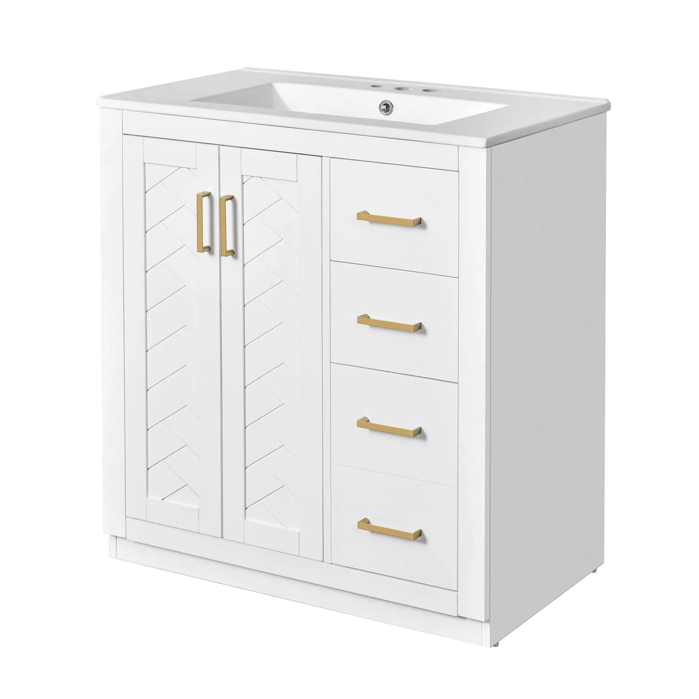 Bathroom Vanity With Sink, Storage Cabinet, Freestanding Set With 3 Drawers & Soft Closing Doors by HouseOfZazla