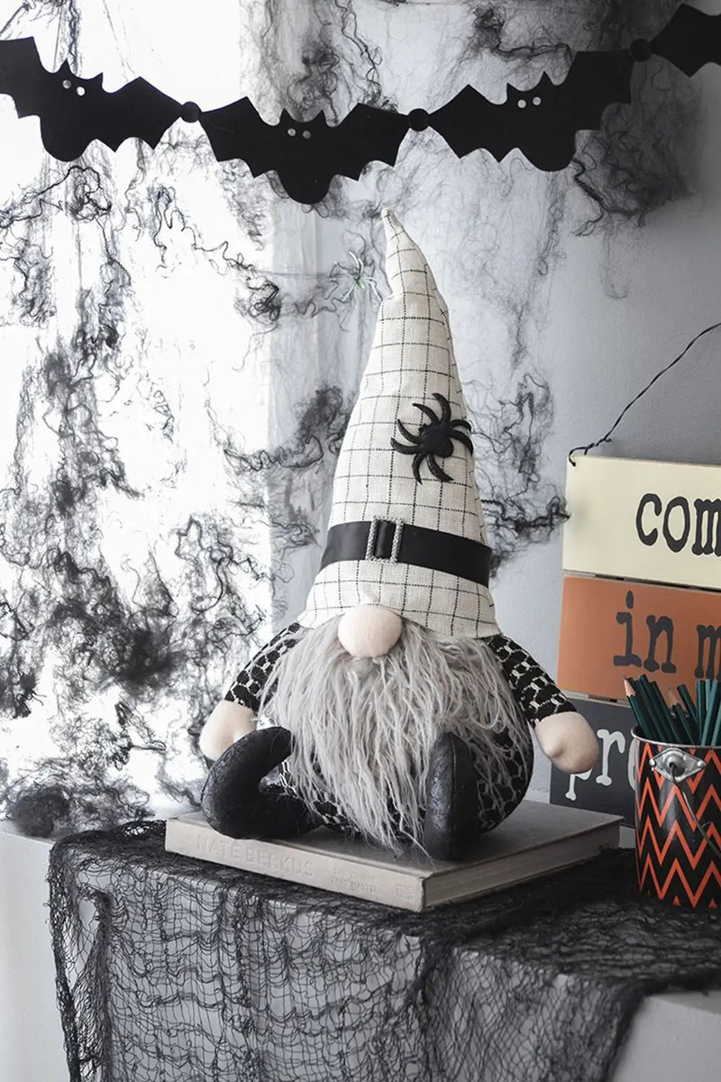 Sitting Gnome With Hat Spider, For Halloween Decor by HouseOfZazla