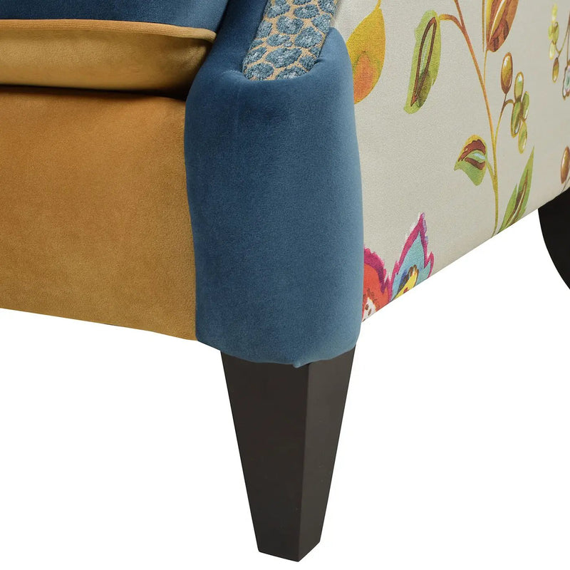 Anya - Boho Chic Wingback Accent Arm Chair - Floral / Leopard / Blue Teal / Yellow Gold by HouseOfZazla