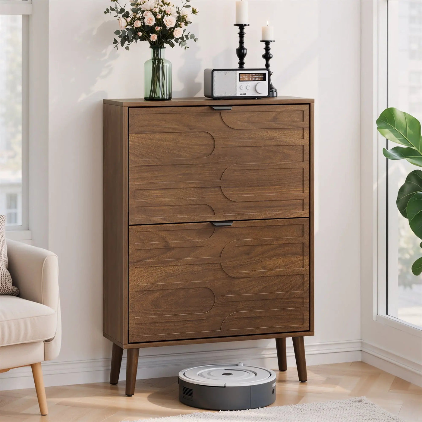 Medieval - Independent Shoe Cabinet With 2 Flip Drawers by HouseOfZazla