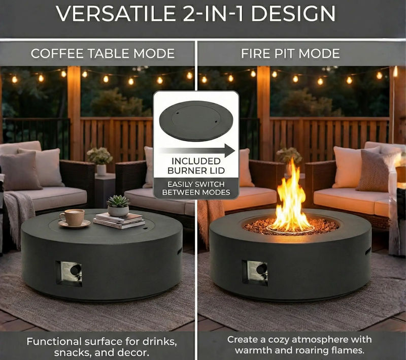 40' Round Outdoor Propane Fire Pit Table by HouseOfZazla