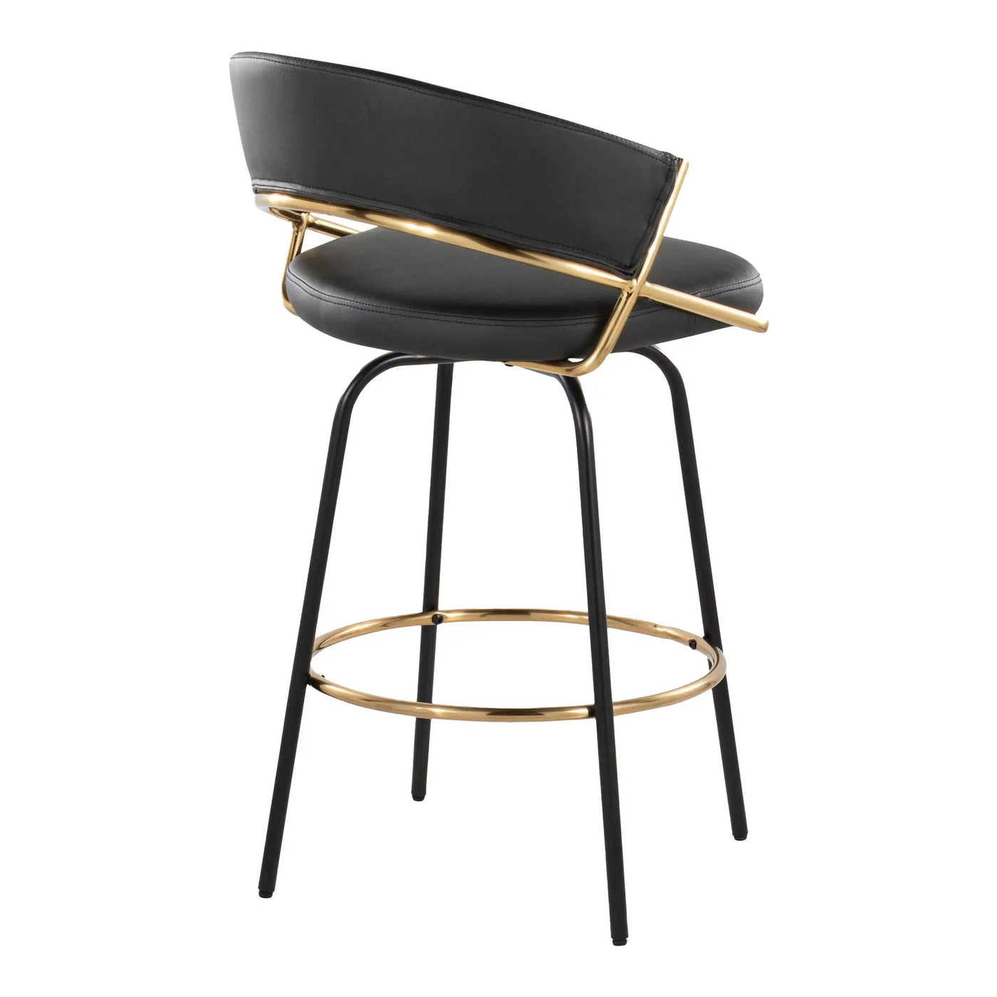 Jie - Fixed Height Contemporary Counter Stool With Swivel Round Footrest (Set of 2) by HouseOfZazla