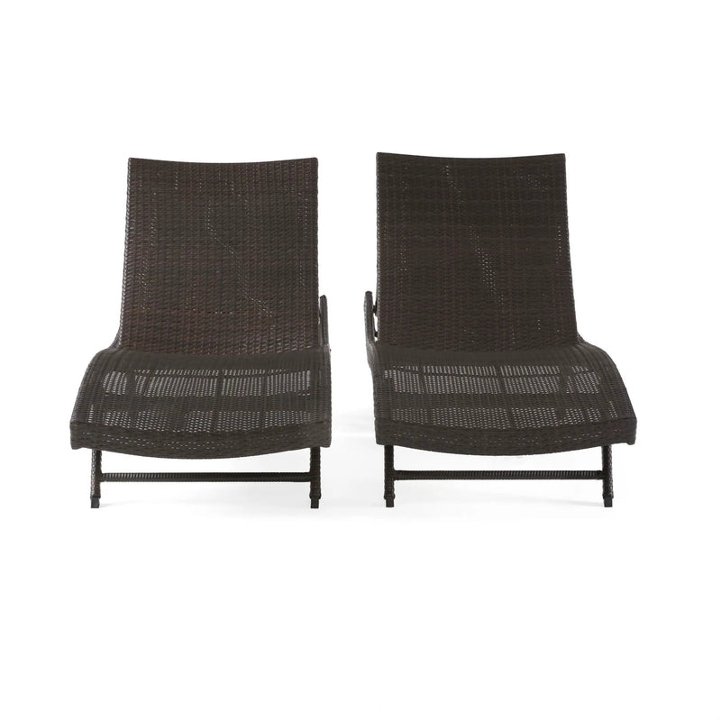 Kauai - Modern Style Wicker Chaise Lounge - Brown Multi by HouseOfZazla