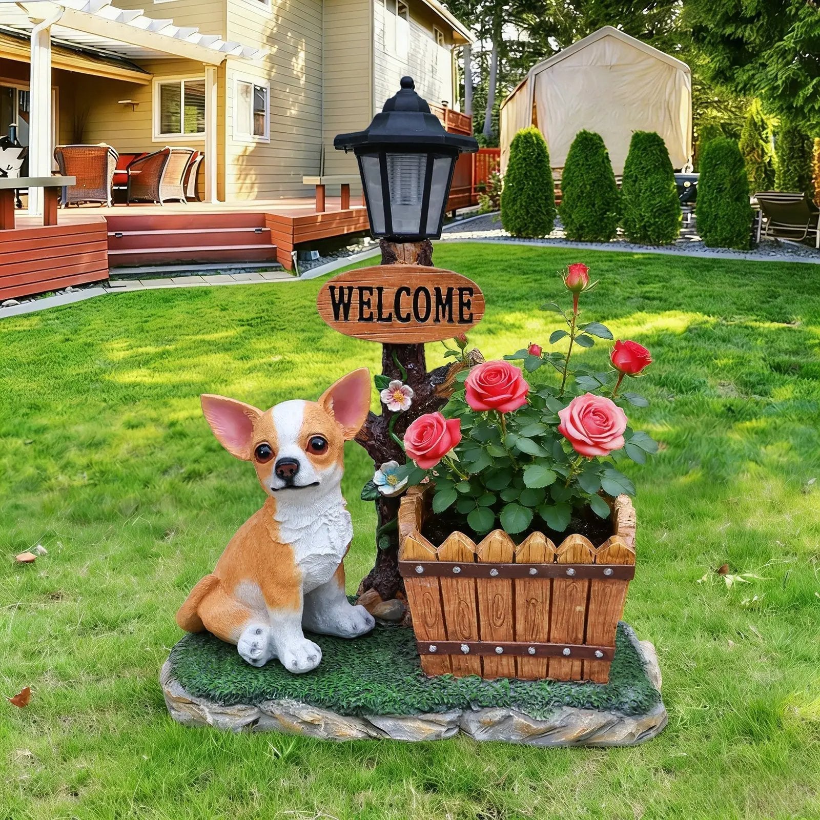 Sitting Chihuahua Dog Planter Statue by HouseOfZazla
