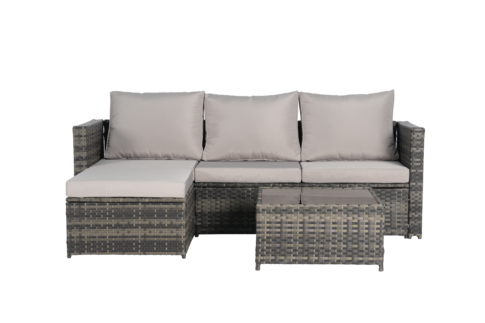 2 Pieces Patio Furniture Set with Woven Sectional and Ottoman by HouseOfZazla