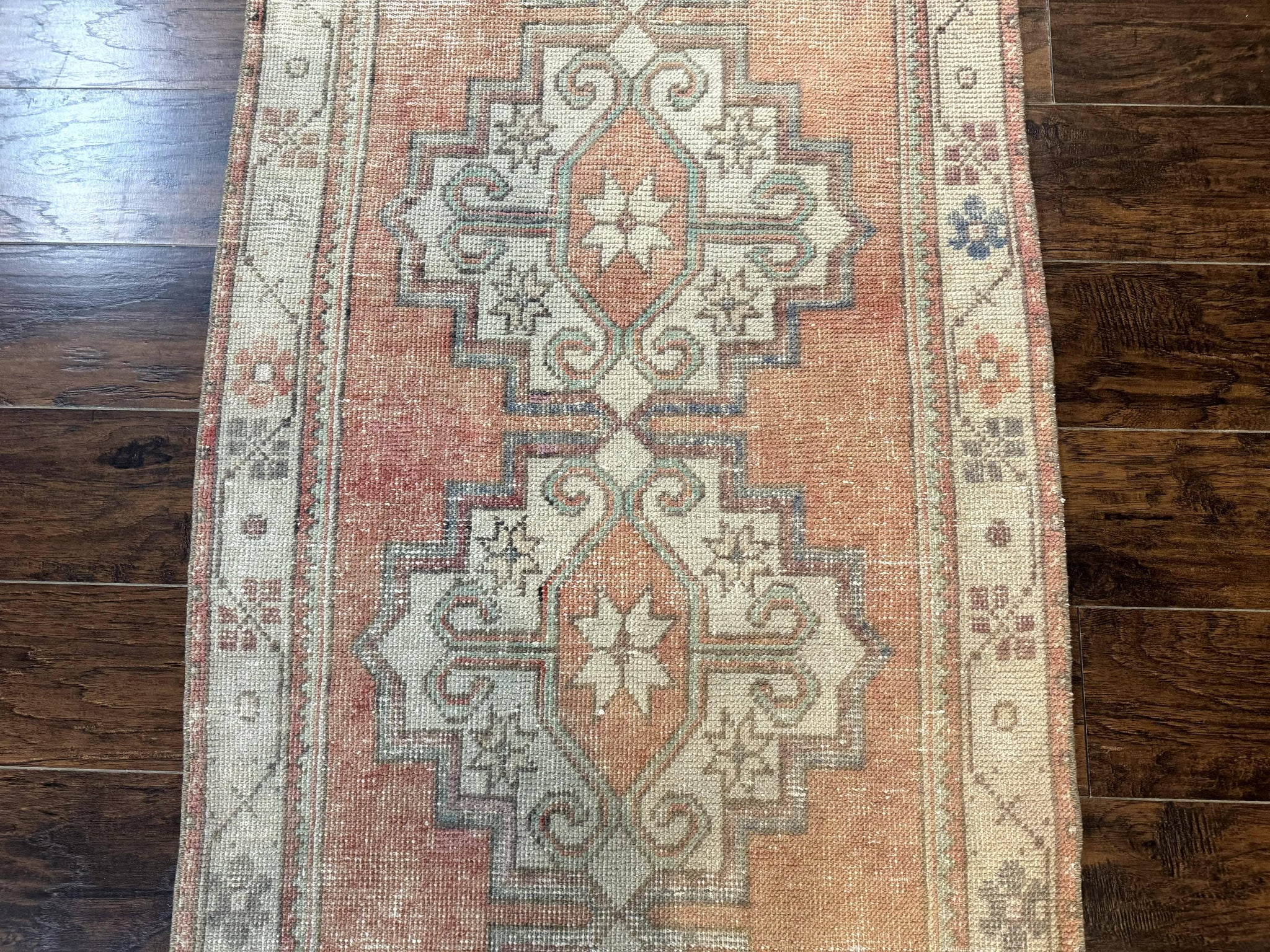 Antique Turkish Runner Rug 3 x 9.6, Farmhouse Rug, Geometric Runner, Handmade, Vintage Rug for Modern Home by Jewel Rugs