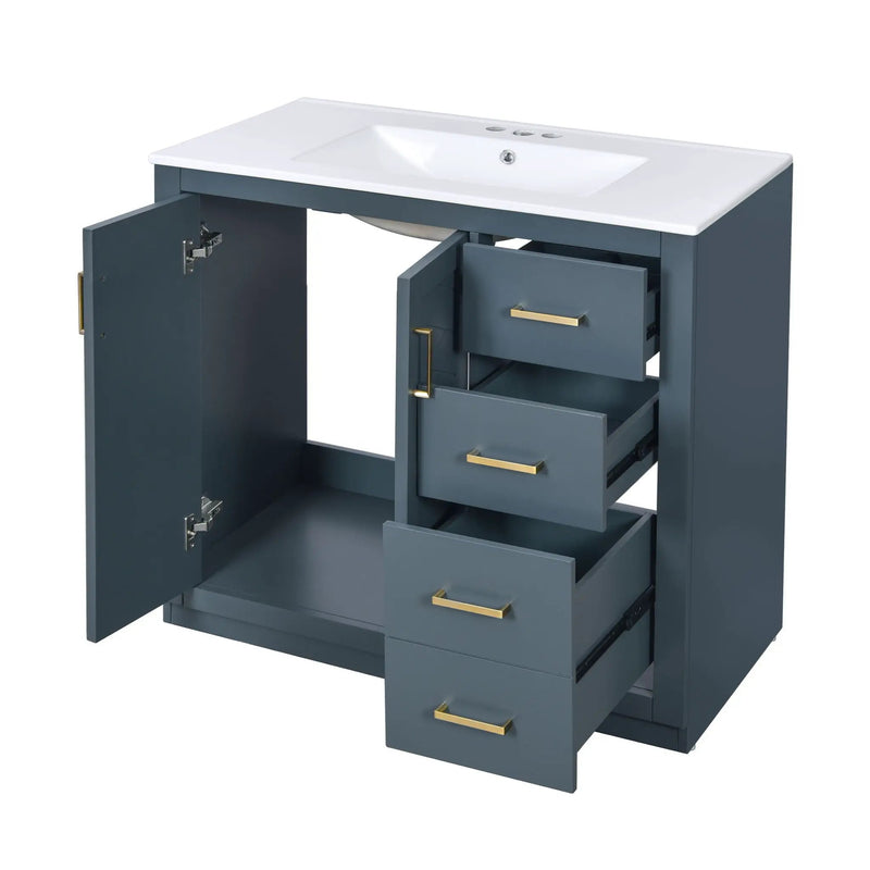 Bathroom Vanity With Sink Combo, Storage Cabinet, Freestanding Set With 3 Drawers & Soft Closing Doors by HouseOfZazla