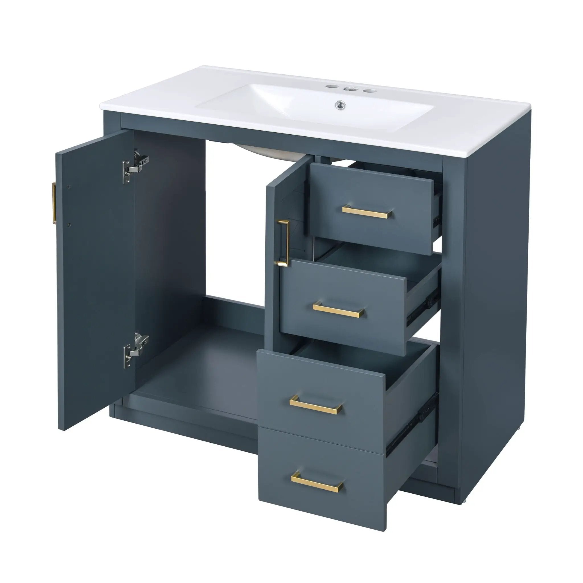 Bathroom Vanity With Sink Combo, Storage Cabinet, Freestanding Set With 3 Drawers & Soft Closing Doors by Unique Piece Furniture