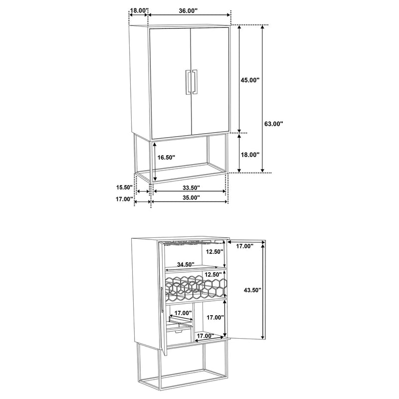 Washoe - 2 Door Bar Cabinet - Walnut by HouseOfZazla