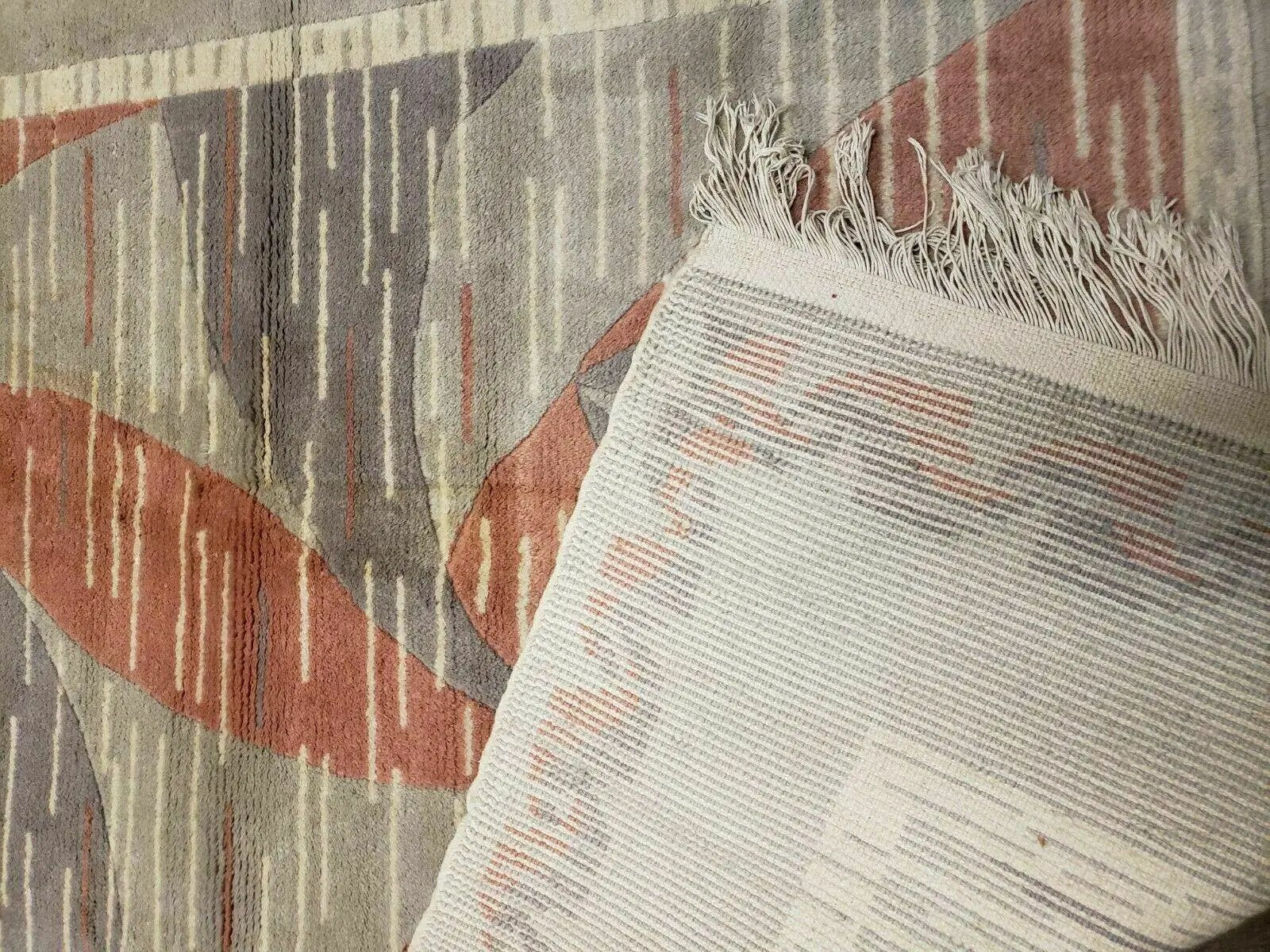 3' X 5' Handmade Modern Chinese Accent Rug - Silk on Cotton Carpet - Abstract Contemporary Design - Beige and Orange by Jewel Rugs
