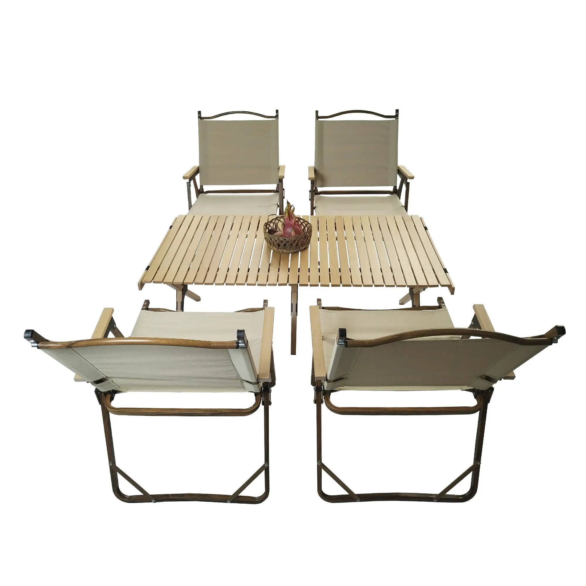 5 Pieces Dining Set, Multi-Function Foldable And Portable, 1 Dining Table & 4 Folding Chairs, Indoor And Outdoor Universal For Children - Natural by Unique Piece Furniture