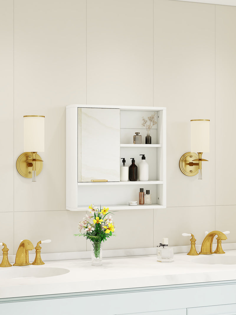 Modern Bathroom Mirror Cabinet with Open Shelves by HouseOfZazla