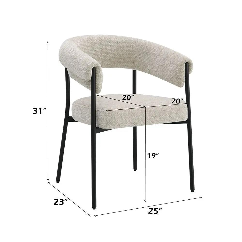 Jirina - Chenille Arm Chair (Set of 2) - Beige & Black by Unique Piece Furniture