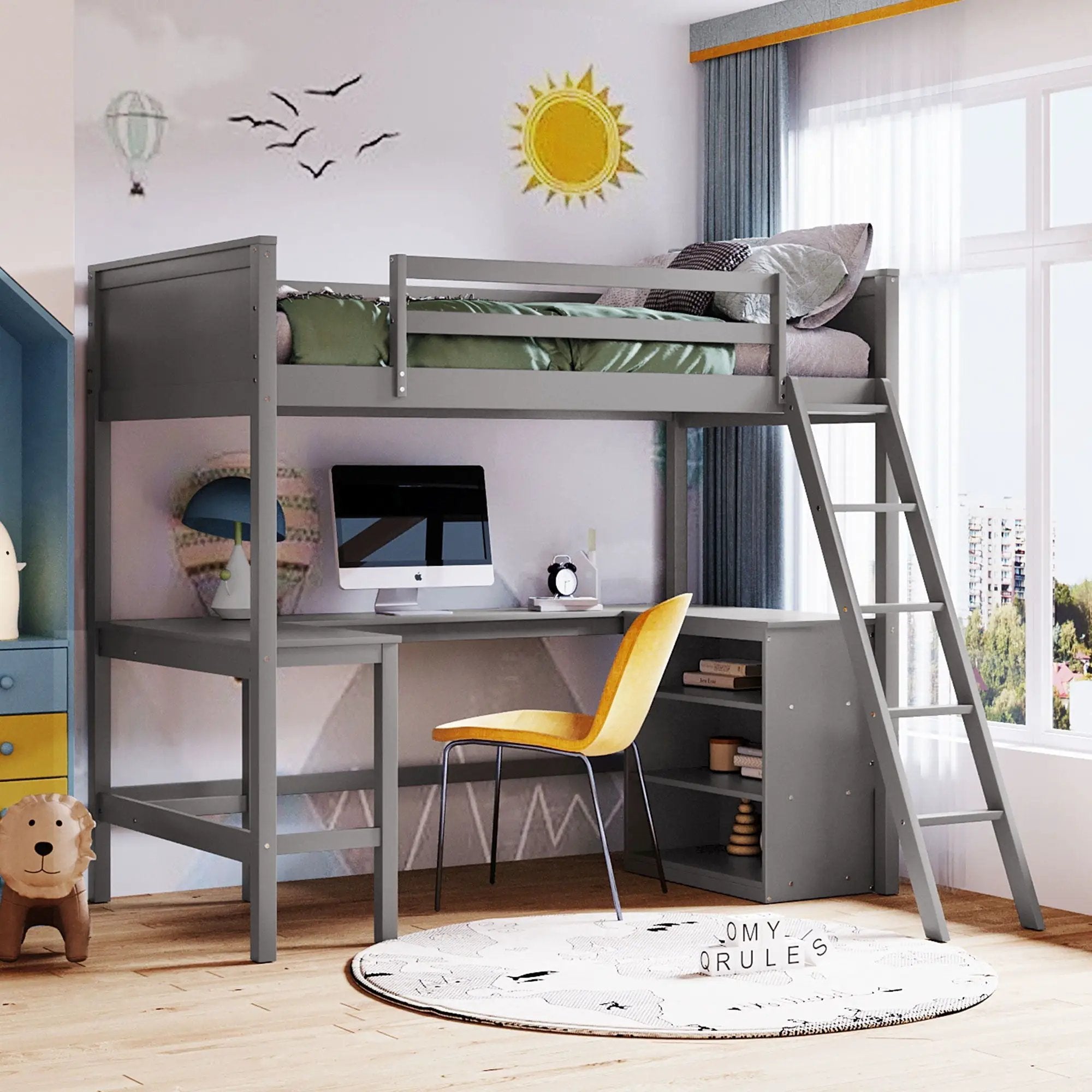Loft Bed With Shelves With Desk by Unique Piece Furniture