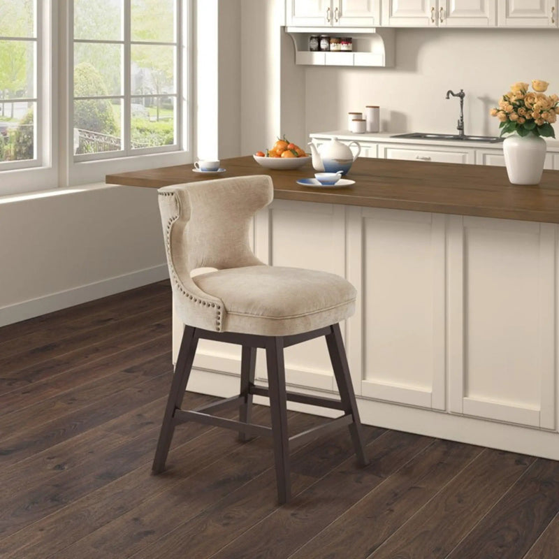 360 Degree Swivel Counter Stool With Silver Detailing by Unique Piece Furniture