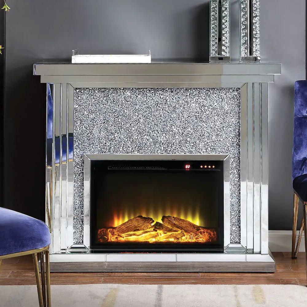 Noralie - 40" Fireplace - Mirrored & Faux Diamonds by Unique Piece Furniture