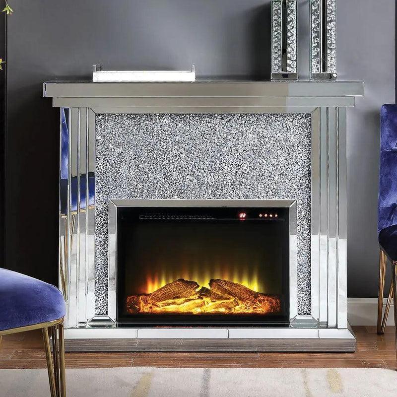 Noralie - 40" Fireplace - Mirrored & Faux Diamonds by Unique Piece Furniture