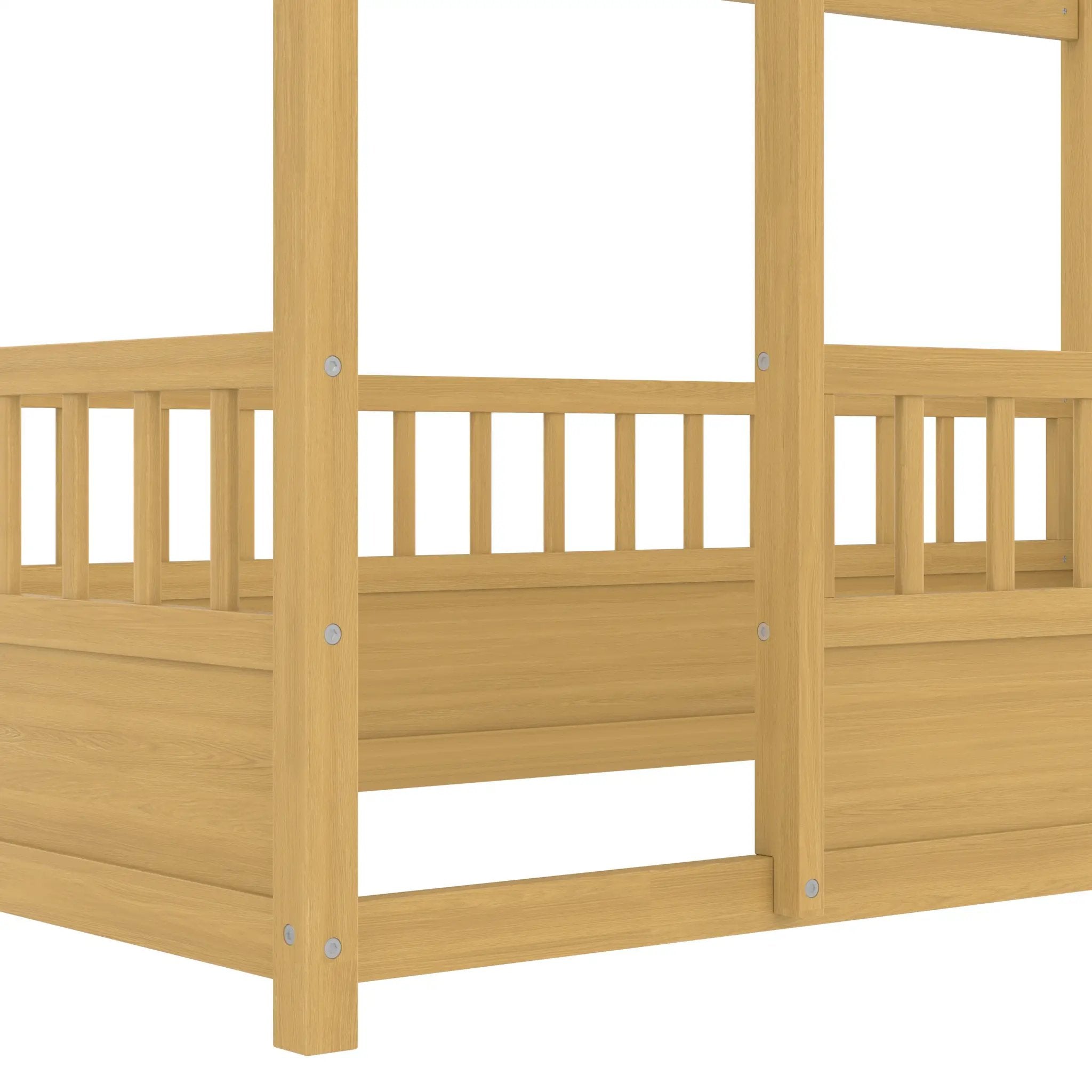 Twin Size Floor Wooden Bed with House Roof Frame by HouseOfZazla