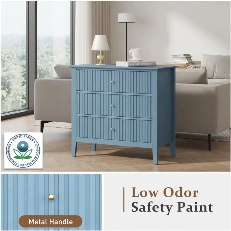 Fluted 3 Drawer Nightstand With Soft Close Slides by HouseOfZazla