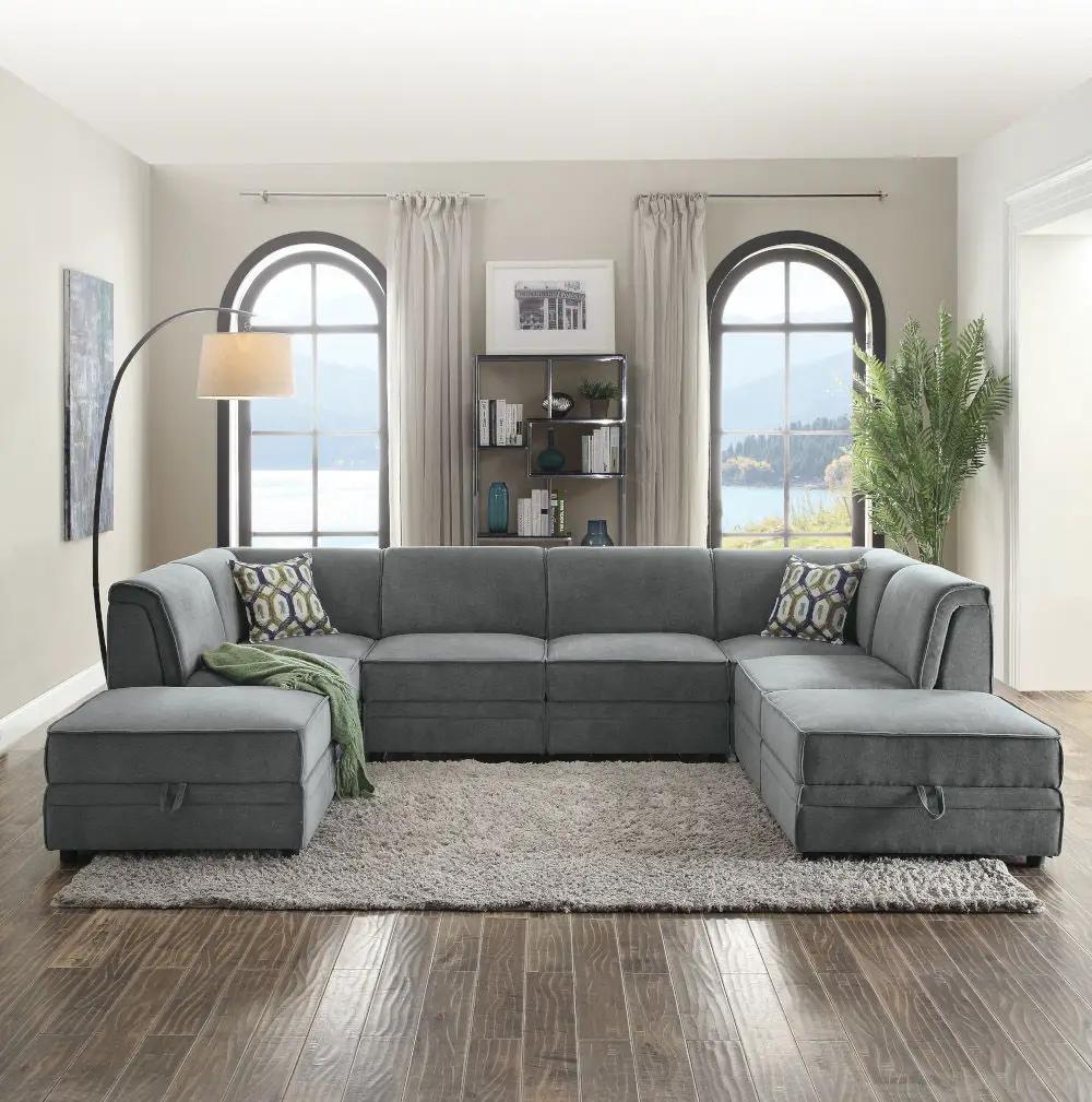 Bois - Modular Armless Chair - Gray Velvet by Unique Piece Furniture