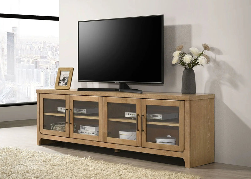 Brenham 79-inch 4-door TV Stand Media Console Washed Oak by Unique Piece Furniture