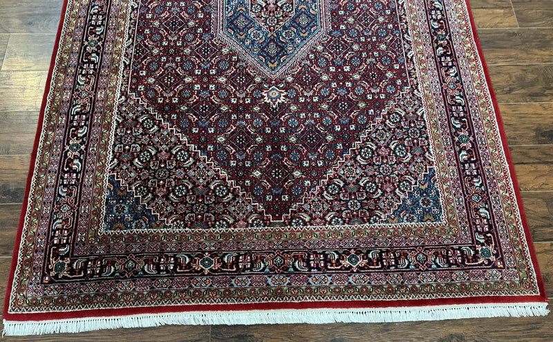 Indo Persian Bidjar Rug 6x9, Vintage Wool Handmade Carpet by Jewel Rugs