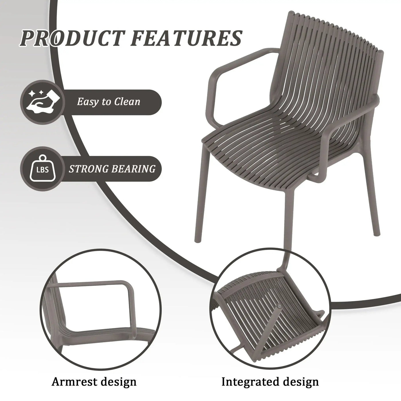 4 Modern Stackable Plastic Armchair Matched With Round Table by HouseOfZazla