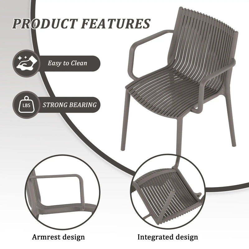 4 Modern Stackable Plastic Armchair Matched With Round Table by HouseOfZazla